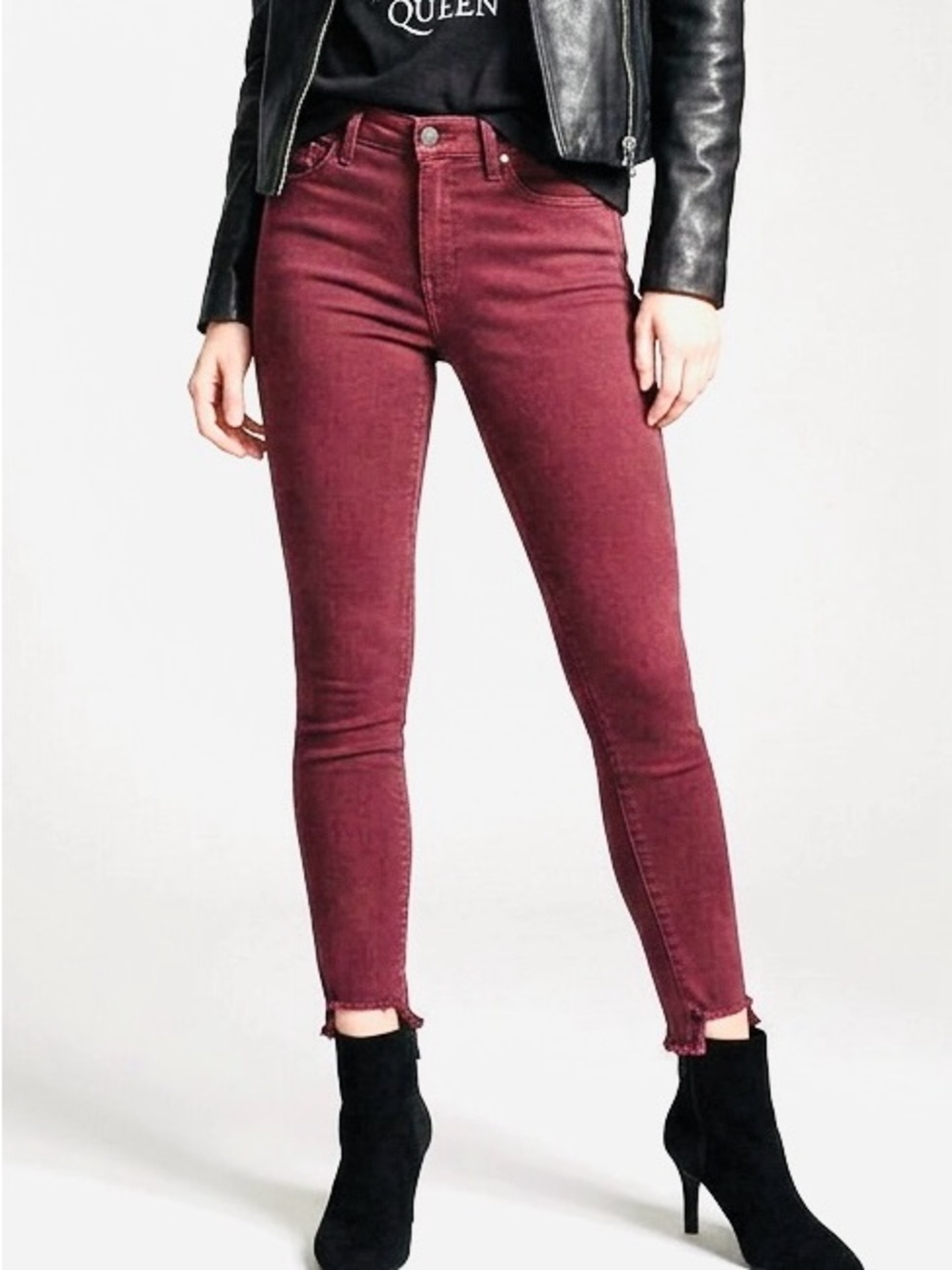 Lucky Brand Burgundy High-Rise Skinny Jeans